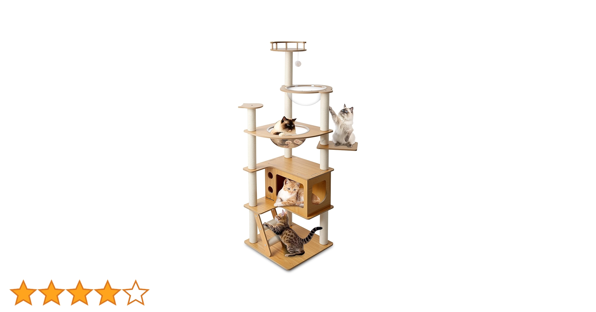CozyMeow キャットタワー 木製 スリム 宇宙船 据え置き厚さを増した板材 Amazon | CozyMeow キャットタワー 木製 スリム 宇宙船 据え置き